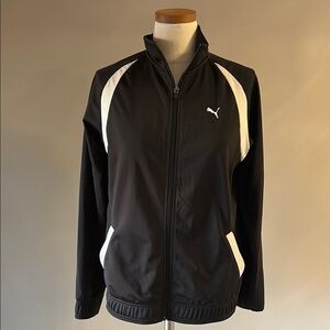 Puma women’s Black and White Track zip up Jacket mid weight spring summer M